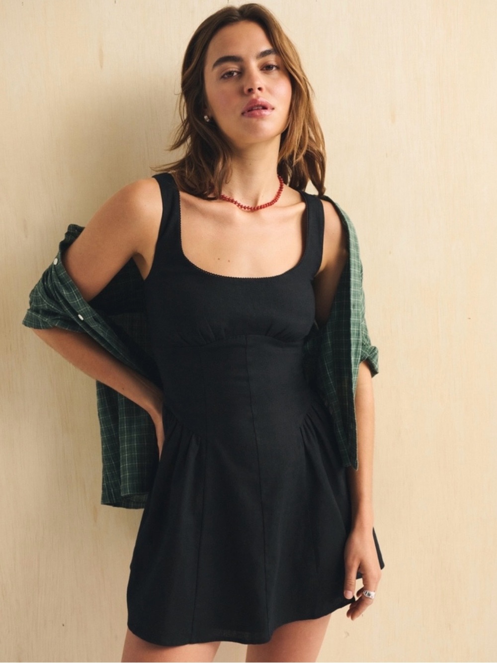 A&F DYLAN BRA-FREE LINEN-BLEND MINI DRESS